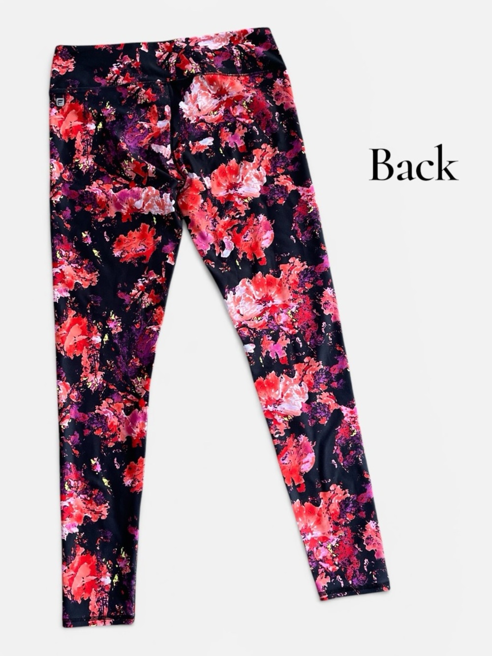 Fabletics Salar Floral Print Black Pink Leggings Sz M Yoga Pants Compression NWT - Picture 5 of 10